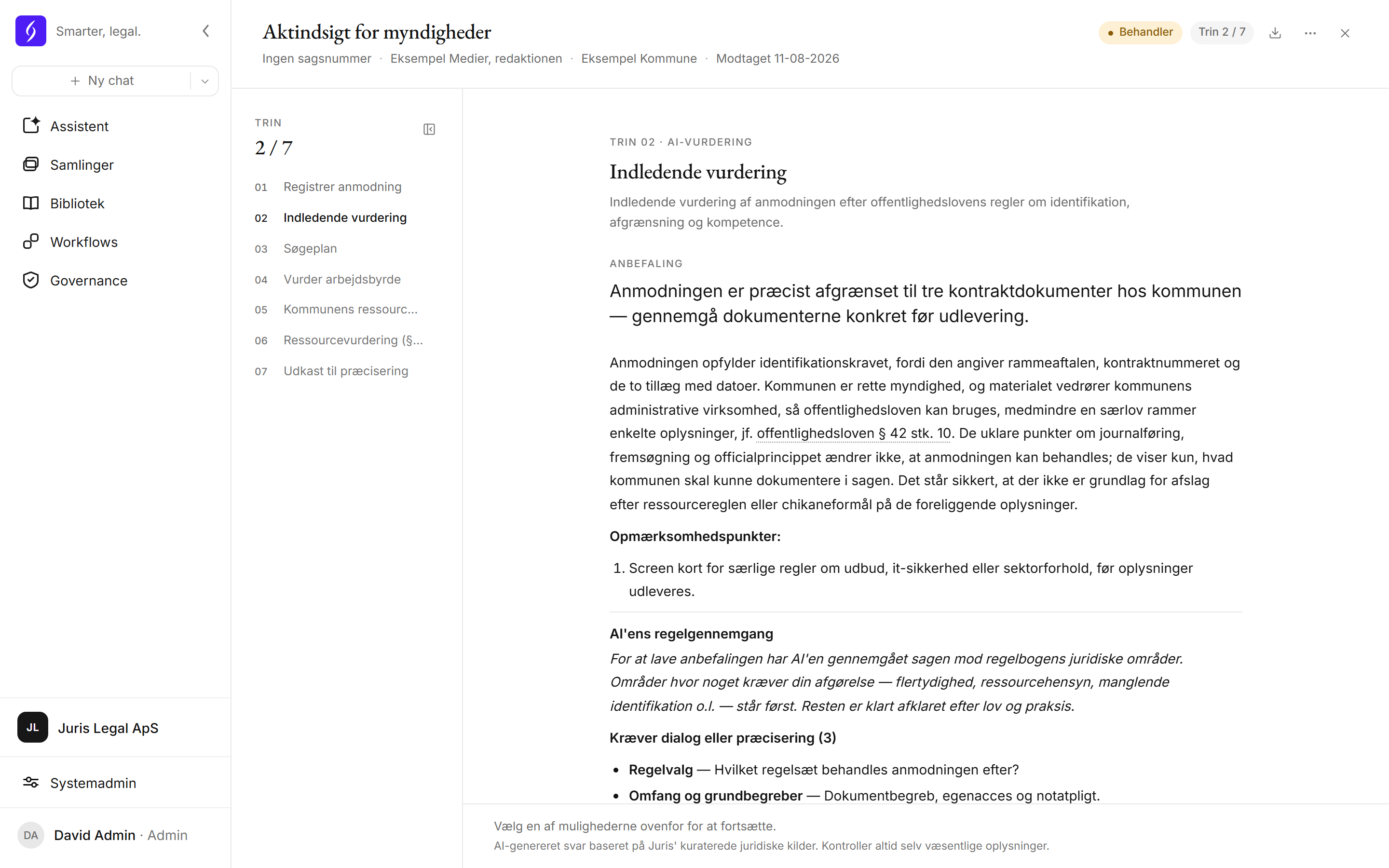 Indledende vurdering, med hjemmel